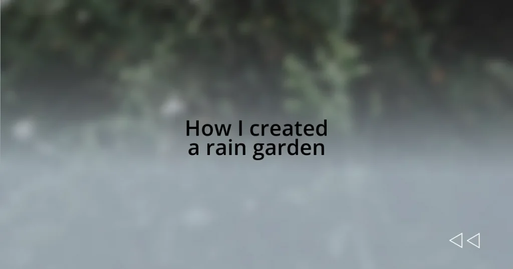 How I created a rain garden