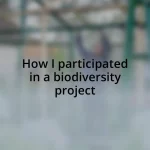 How I participated in a biodiversity project