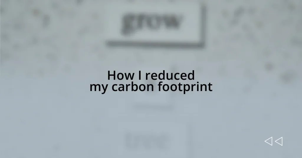 How I reduced my carbon footprint
