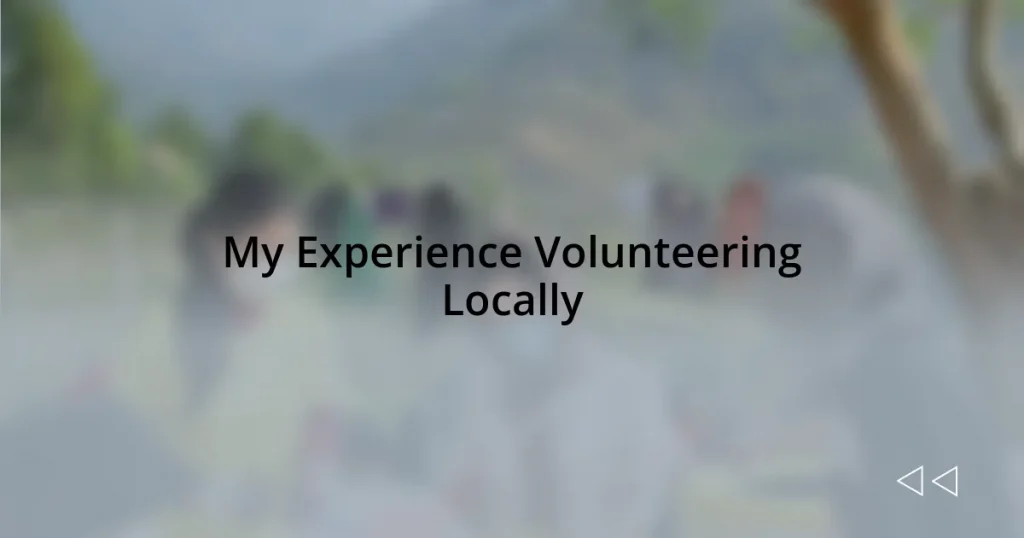 My Experience Volunteering Locally