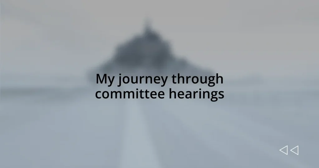 My journey through committee hearings