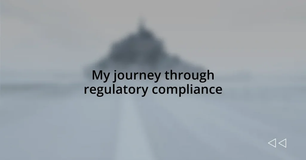 My journey through regulatory compliance