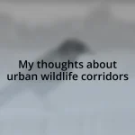 My thoughts about urban wildlife corridors