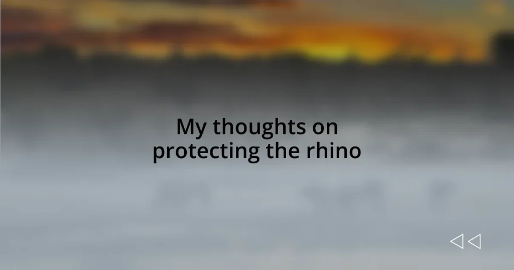 My thoughts on protecting the rhino