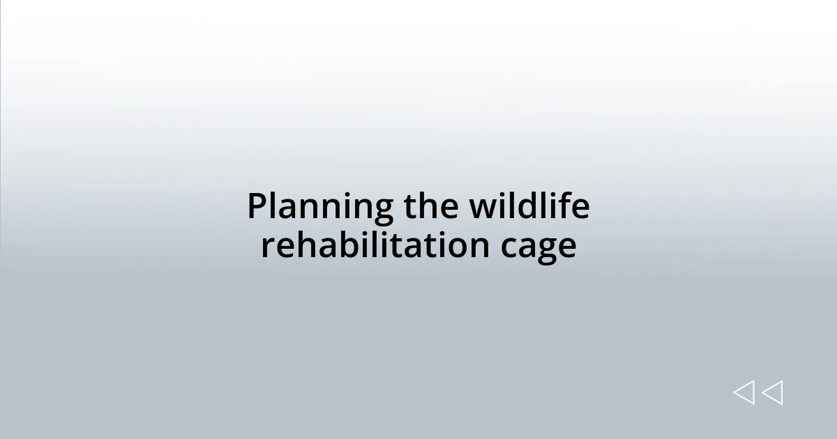 Planning the wildlife rehabilitation cage