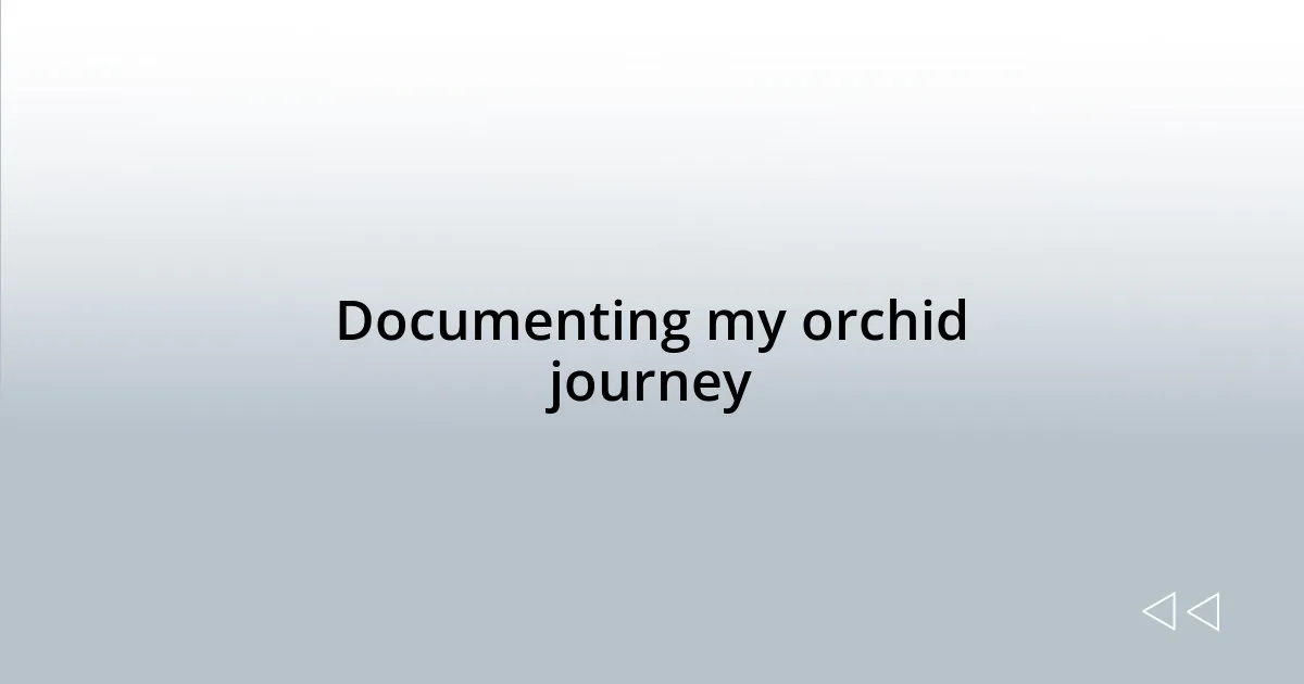 Documenting my orchid journey