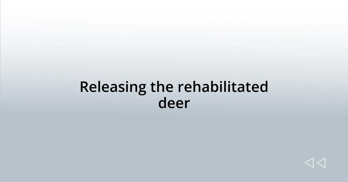Releasing the rehabilitated deer