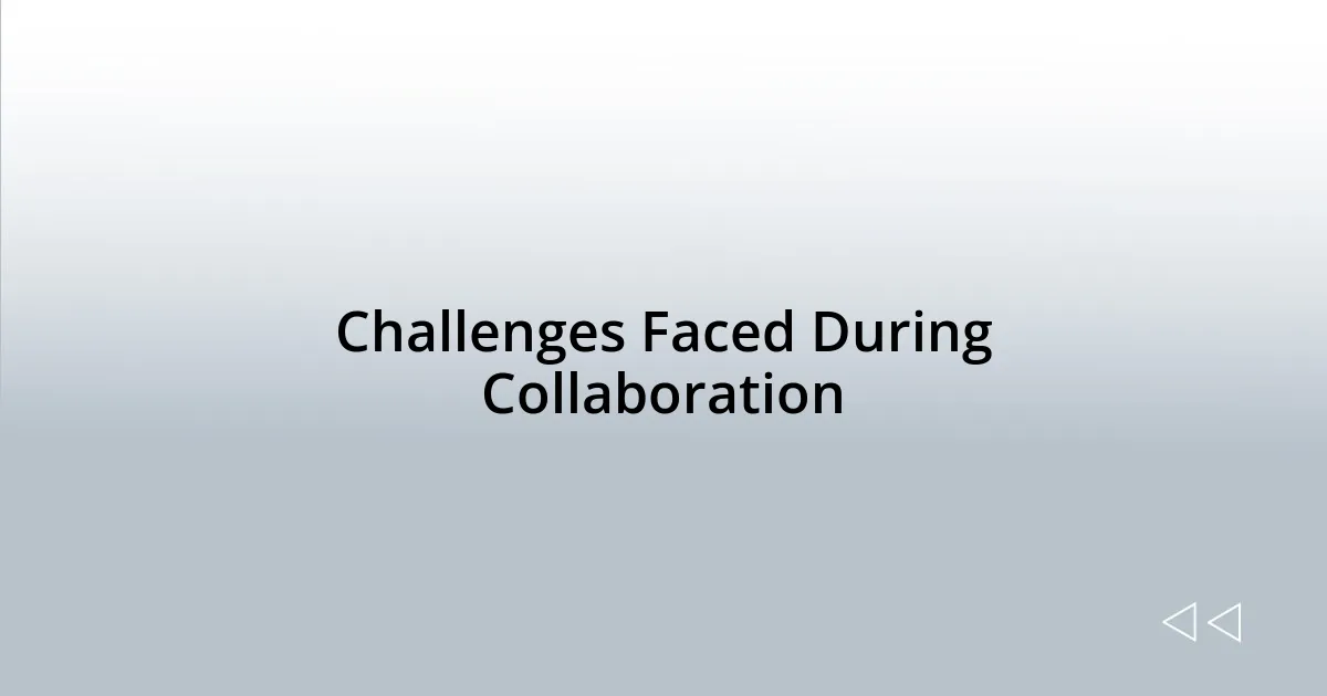 Challenges Faced During Collaboration