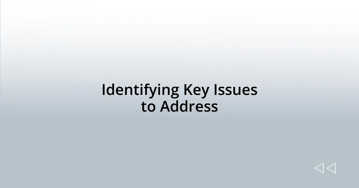 Identifying Key Issues to Address