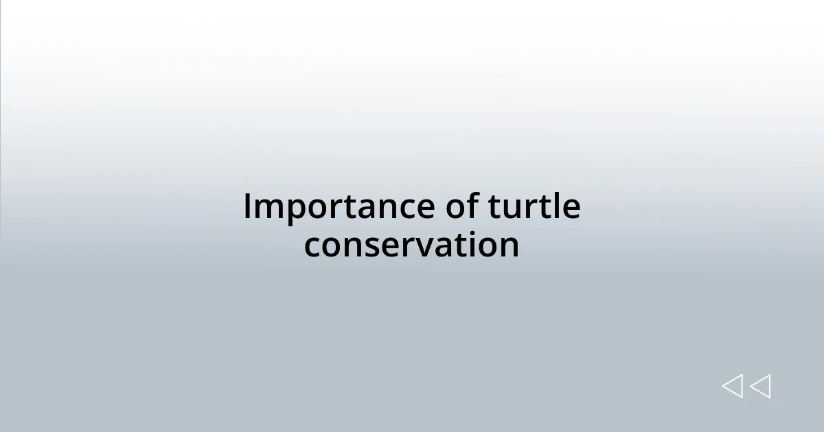 Importance of turtle conservation