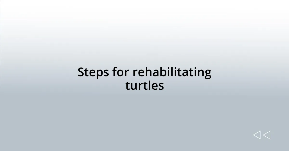 Steps for rehabilitating turtles