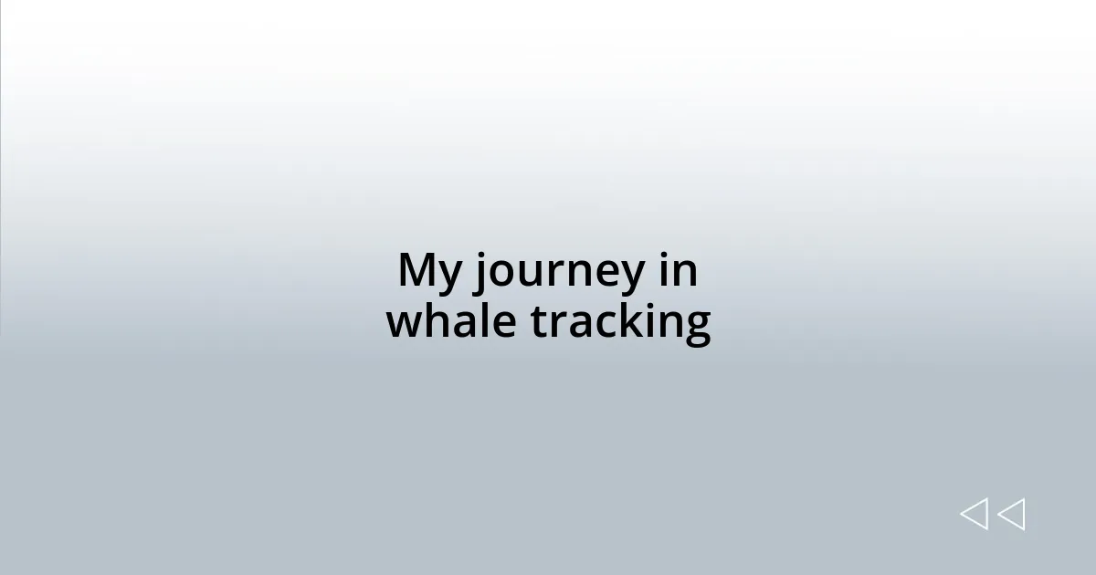 My journey in whale tracking