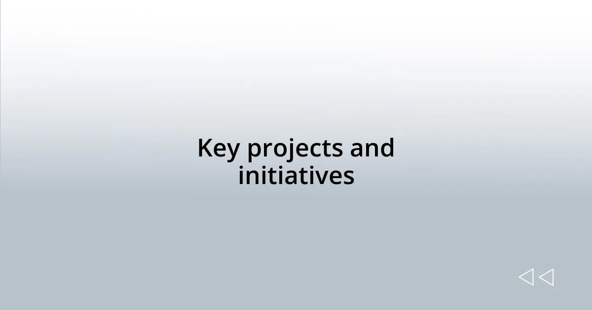 Key projects and initiatives