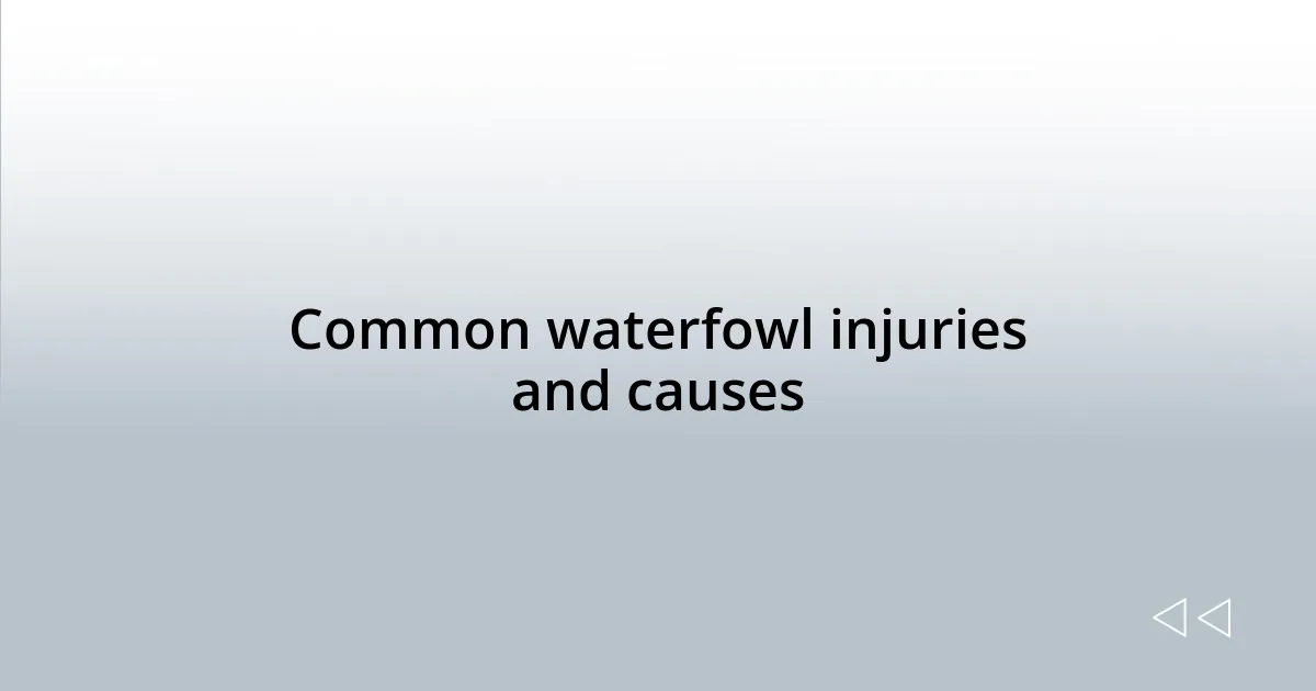 Common waterfowl injuries and causes