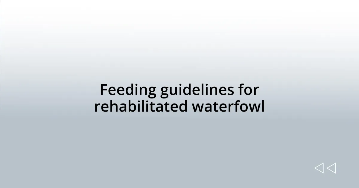 Feeding guidelines for rehabilitated waterfowl
