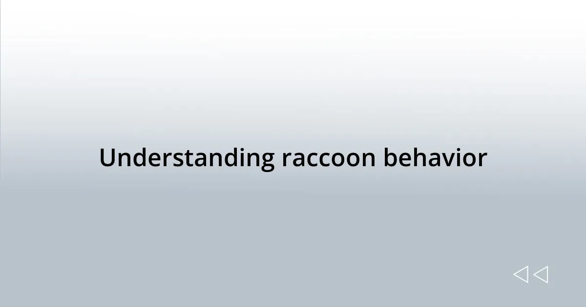 Understanding raccoon behavior
