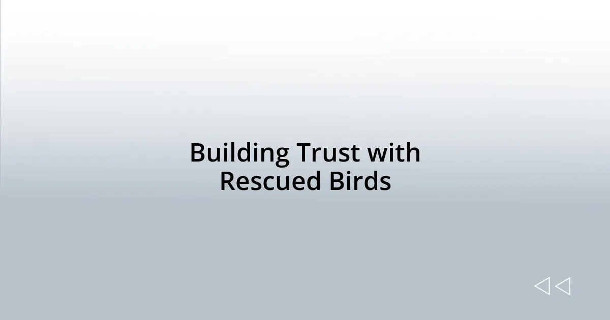 Building Trust with Rescued Birds