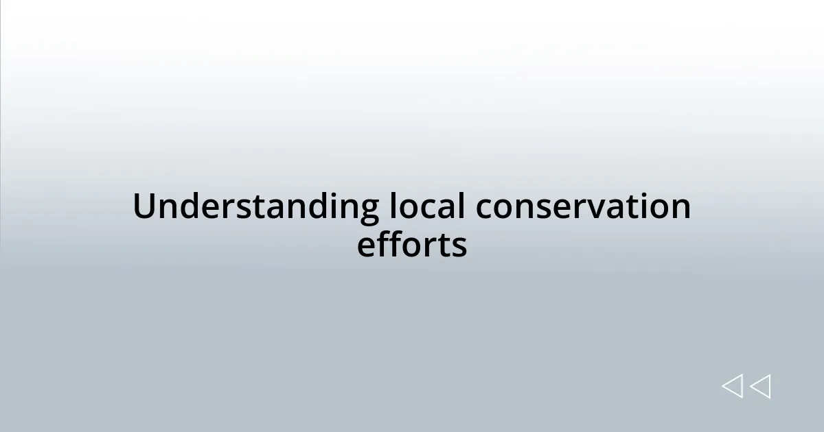 Understanding local conservation efforts