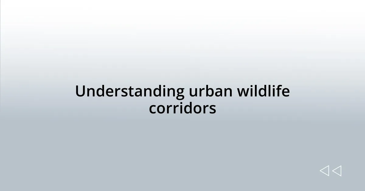 Understanding urban wildlife corridors