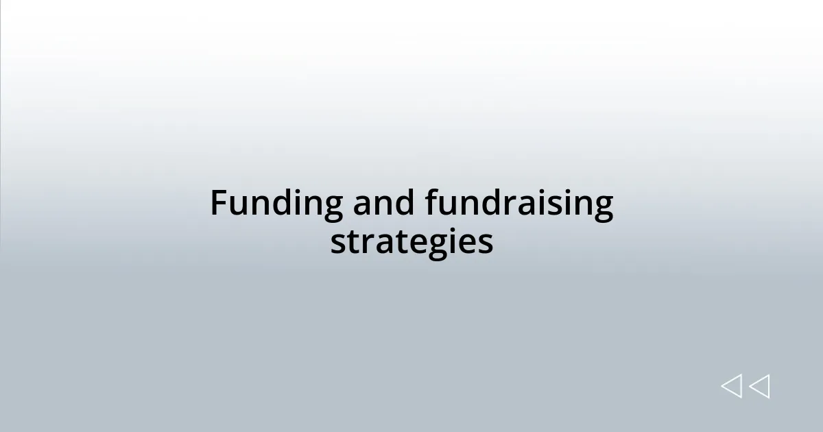 Funding and fundraising strategies
