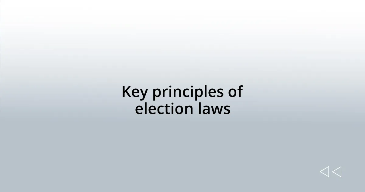 Key principles of election laws
