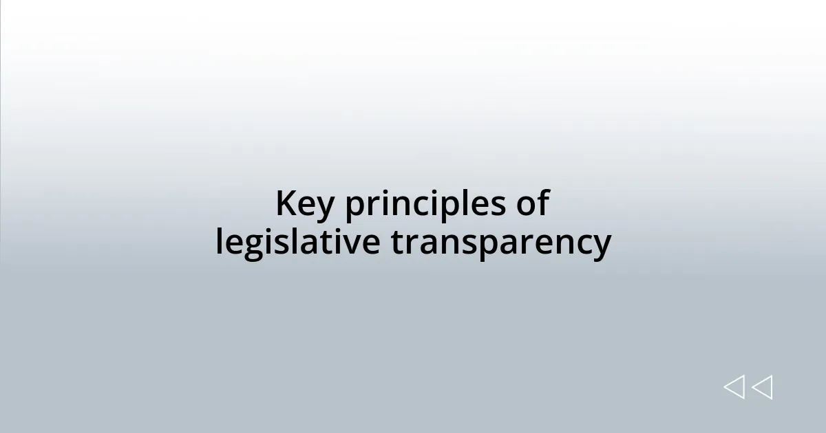 Key principles of legislative transparency
