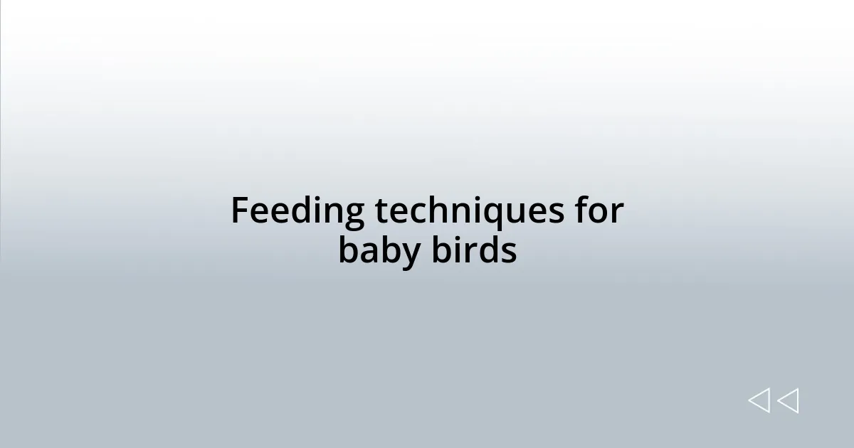 Feeding techniques for baby birds