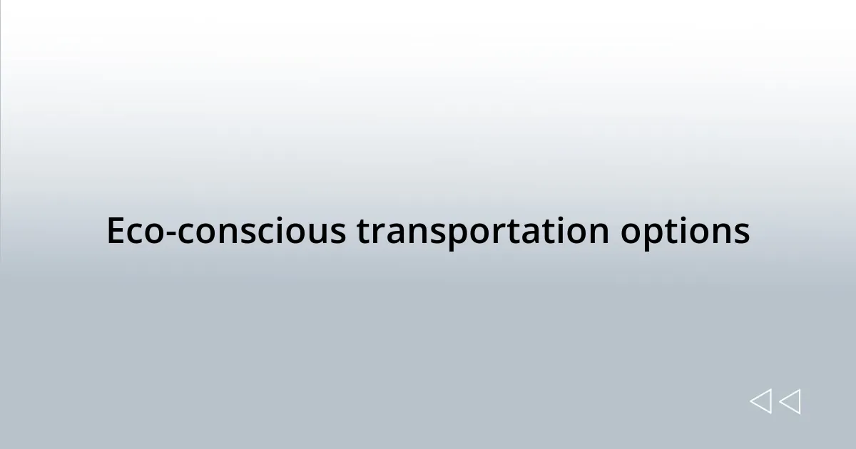 Eco-conscious transportation options
